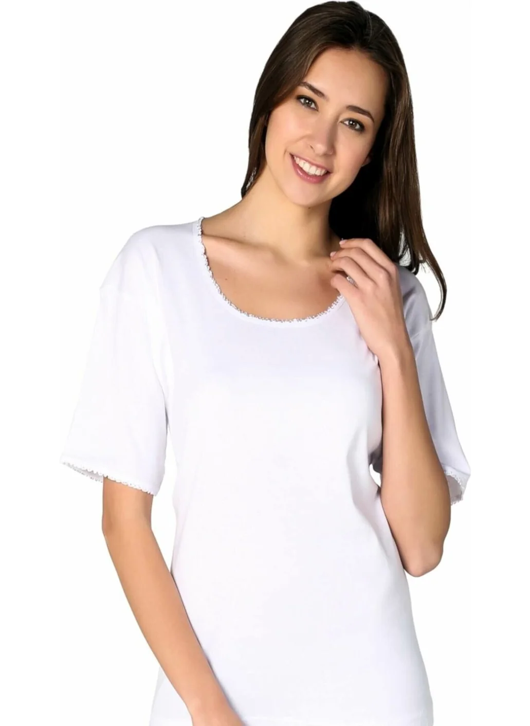 Seher 5 Pieces White Color Half Sleeve Camisole Undershirt