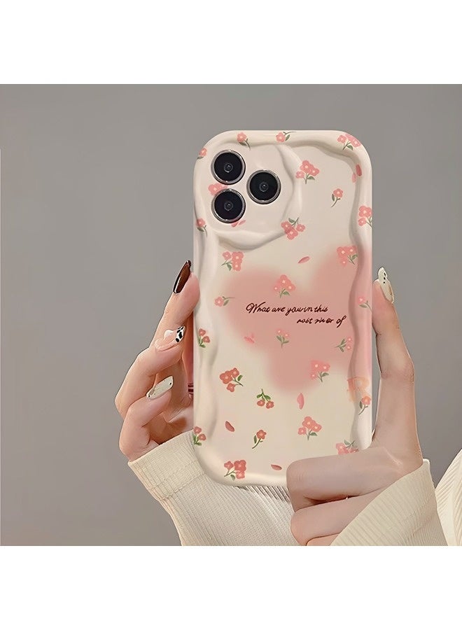 ShebSheb Antique Cream Style Design Phone Case for iPhone 16 Pro, Wavy Frame Soft TPU Aesthetic Phone Cover Butterfly pattern and Flowers - Image 2