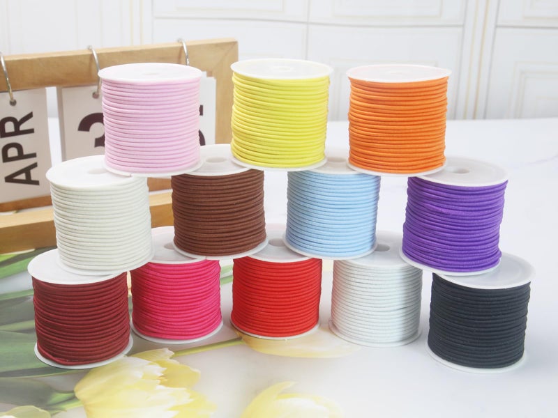 ZHFMLY 12rolls Colored Elastic Stretch String Assortment 2mm 300ft Elastic Round Beaded Cord Small Bungee Shock Cord for Pony Silicone Beads Large Hole Bead Keychain Bracelet DIY Crafts & Sewing (ZH169) - Image 4