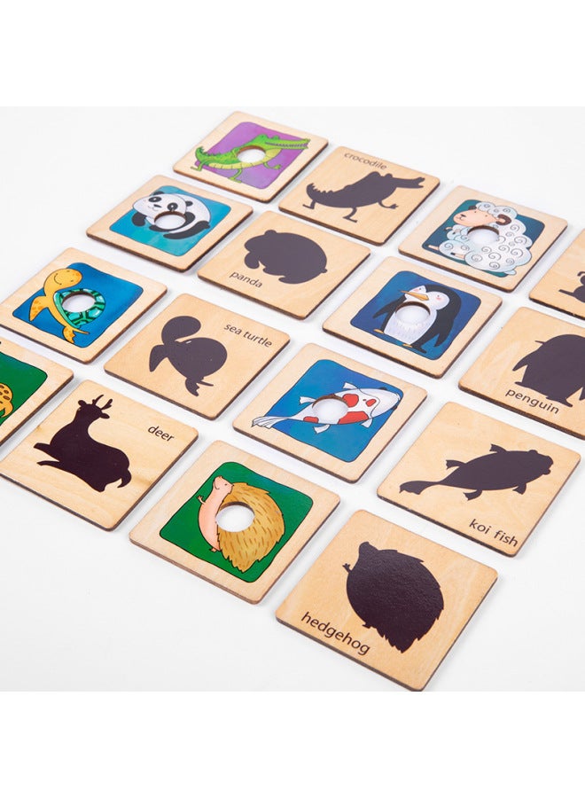 Children's Skin Shadow Matching Wooden Puzzle Toy Intelligence Early Education Animal Pattern Cognition Wooden Puzzle Teaching Aids-Color:Skin Pattern Matching