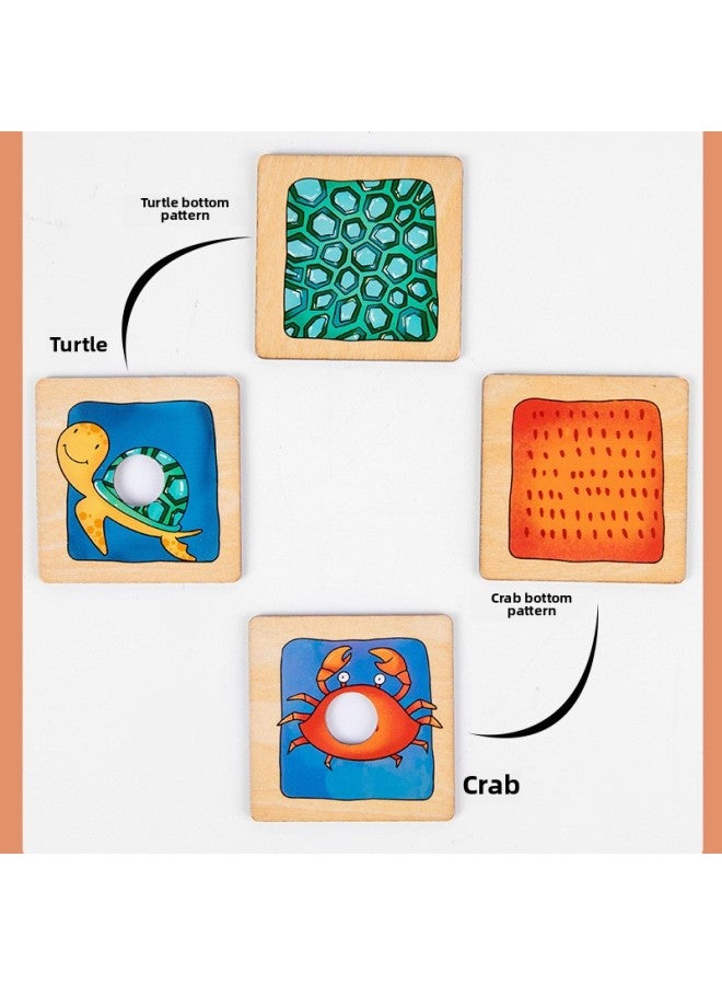 Children's Skin Shadow Matching Wooden Puzzle Toy Intelligence Early Education Animal Pattern Cognition Wooden Puzzle Teaching Aids-Color:Skin Pattern Matching