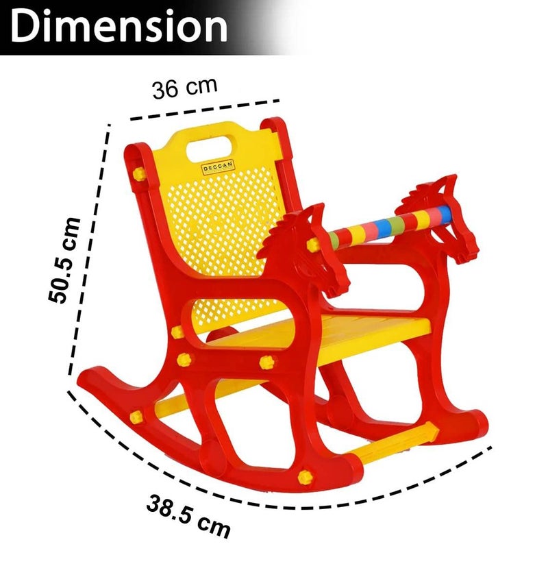DECCAN PLAST Plastic Gogo Baby Rocking Chair | Red & Yellow | Rocker With Backrest | Toy For Children | Anganwadi Kids Toddlers - Image 2