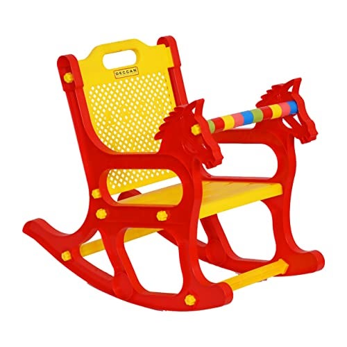 DECCAN PLAST Plastic Gogo Baby Rocking Chair | Red & Yellow | Rocker With Backrest | Toy For Children | Anganwadi Kids Toddlers - Image 1