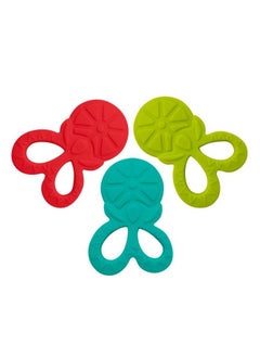 BuddsBuddy 100% Bpa Free Soft Silicone Baby Teether For 3 To 6 Babies (Tylo Multicolor Pack Of 3)  - Image 1