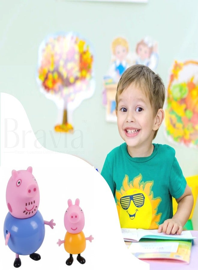 BRAVIADECOR BRAVIA Pig Family Toy Set of 9 Cartoon Figures - Movable Poseable Animal Family & Friends Figurines, Pretend Play Figure Set for Kids, Toy for Boys Girls 3+ Years, Birthday Return Gift - Image 5
