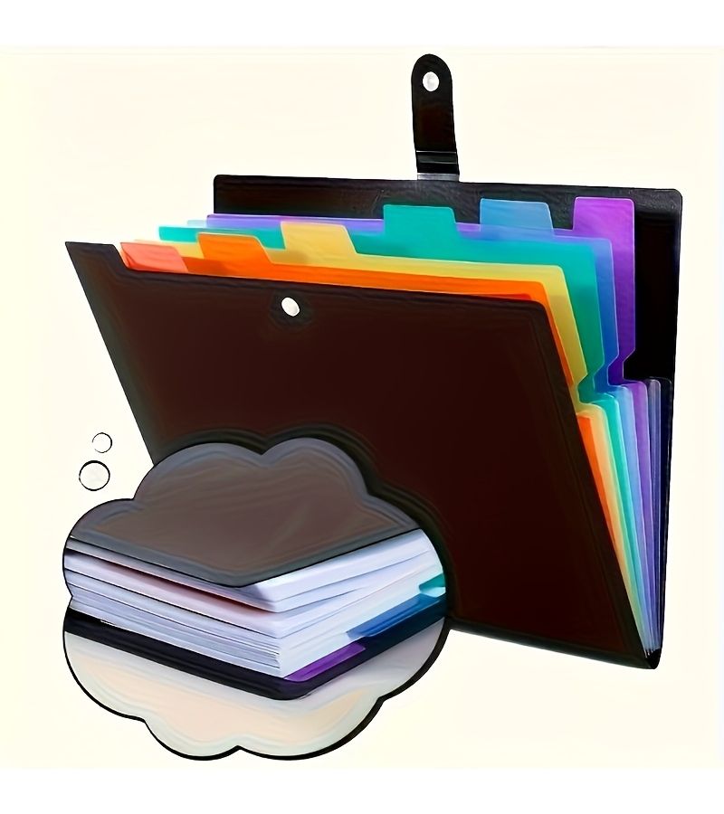 A4 24-Page Accordion Folder Black 7 Color Labels Snap Closure Student Exam File Organizer - Image 5
