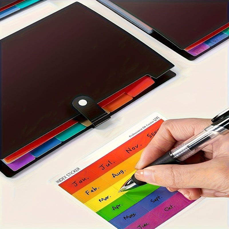 A4 24-Page Accordion Folder Black 7 Color Labels Snap Closure Student Exam File Organizer - Image 2