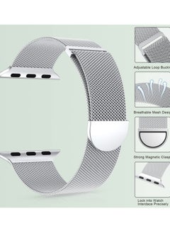 ANYOGRO Compatible with Apple Watch Band 42mm 41mm 40mm 38mm for Women and Men, Magnetic Metal Stainless Steel Strap Wristband Compatible for iWatch Series 10 9 8 7 6 5 4 3 2 1 SE Silver  - Image 2