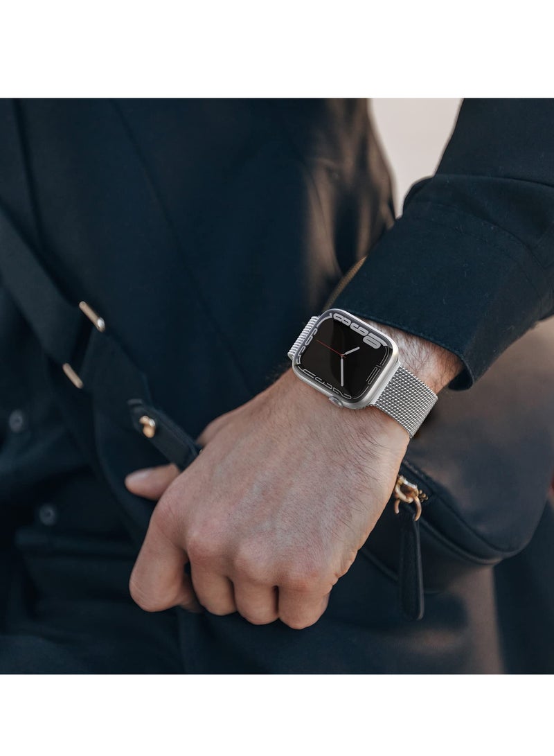 أنيوغرو متوافق مع سوار ساعة Apple Watch 42 مم 41 مم 41 مم 40 مم 40 مم 38 مم للنساء والرجال، سوار معصم مغناطيسي من الفولاذ المقاوم للصدأ معدني متوافق مع iWatch Series 10 9 9 8 8 7 6 6 5 4 4 3 2 1 SE فضي - Image 4