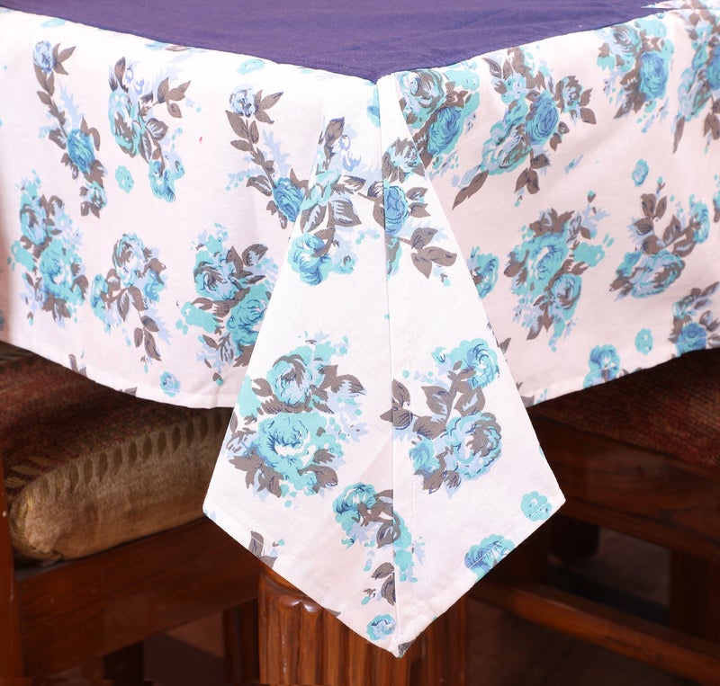Dekor World Floral Printed Blue Table Cover with Place Mat (Pack of 9) - Image 4