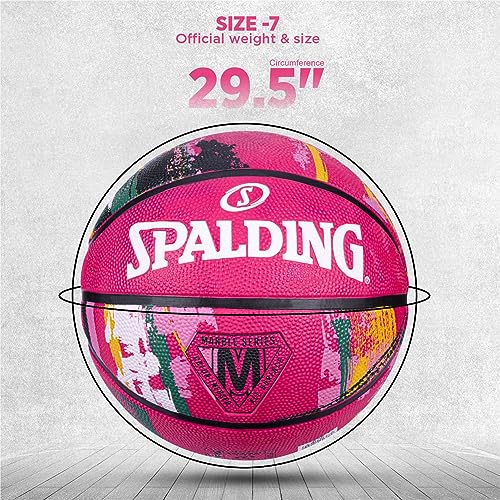 Spalding Marble Rubber Basketball (Color: Pink, Size: 6 - Image 2