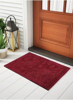 Status Contract Status Unique Design Floor Door Mats in Home Decor Soft Kitchen Living Area Bathroom Office Entrance Non-Slip Washable Dirt Trapper (38x 58 cm) (Foot Print-Maroon)  - Image 1