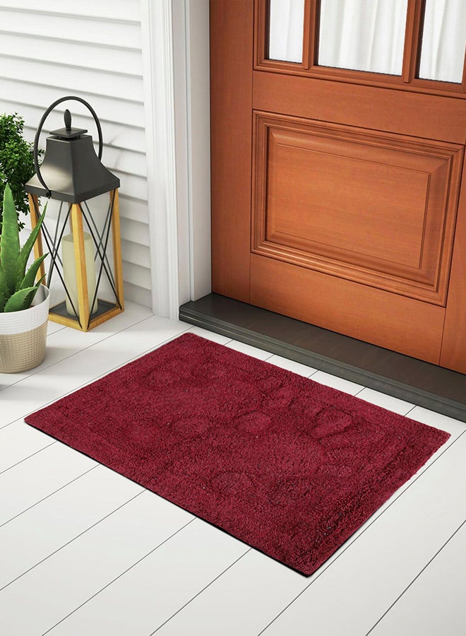 Status Contract Status Unique Design Floor Door Mats in Home Decor Soft Kitchen Living Area Bathroom Office Entrance Non-Slip Washable Dirt Trapper (38x 58 cm) (Foot Print-Maroon) - Image 1
