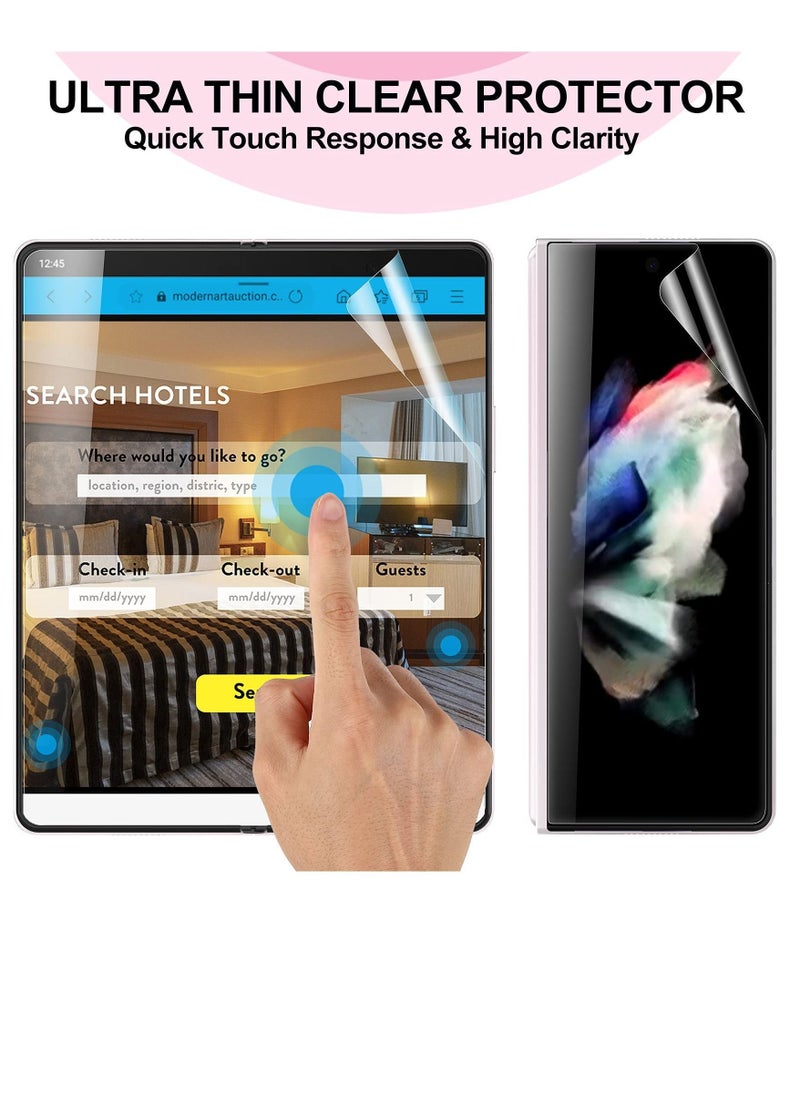 2 Pack Soft Front Screen Protector, Inside Back Protector Compatible with Samsung Galaxy Z Fold 3 5G 2021, Bubble-Free Case Friendly