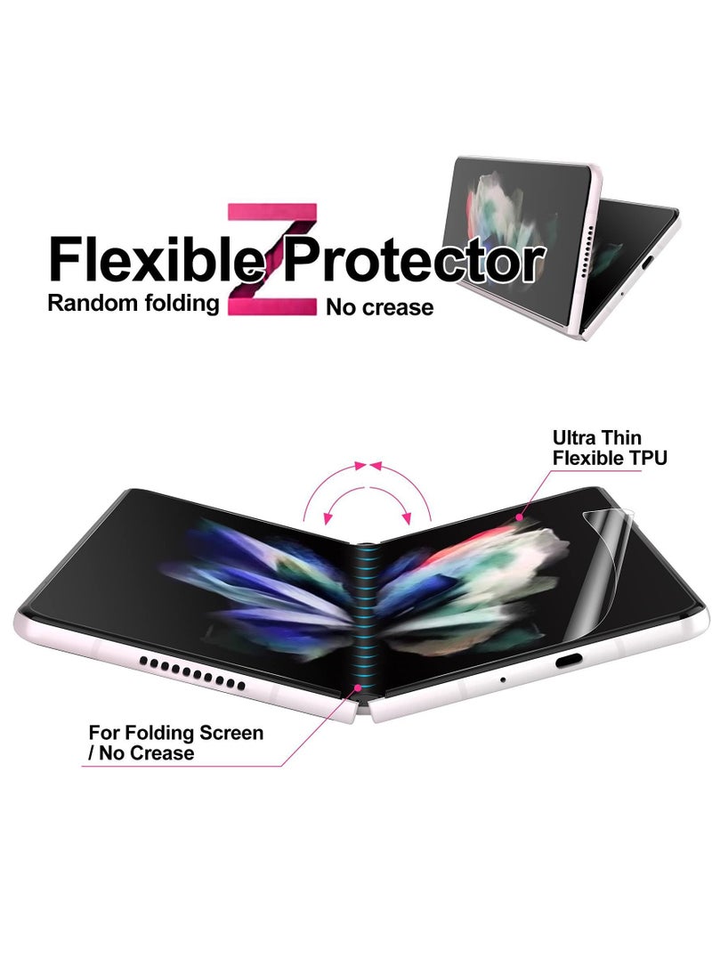 2 Pack Soft Front Screen Protector, Inside Back Protector Compatible with Samsung Galaxy Z Fold 3 5G 2021, Bubble-Free Case Friendly