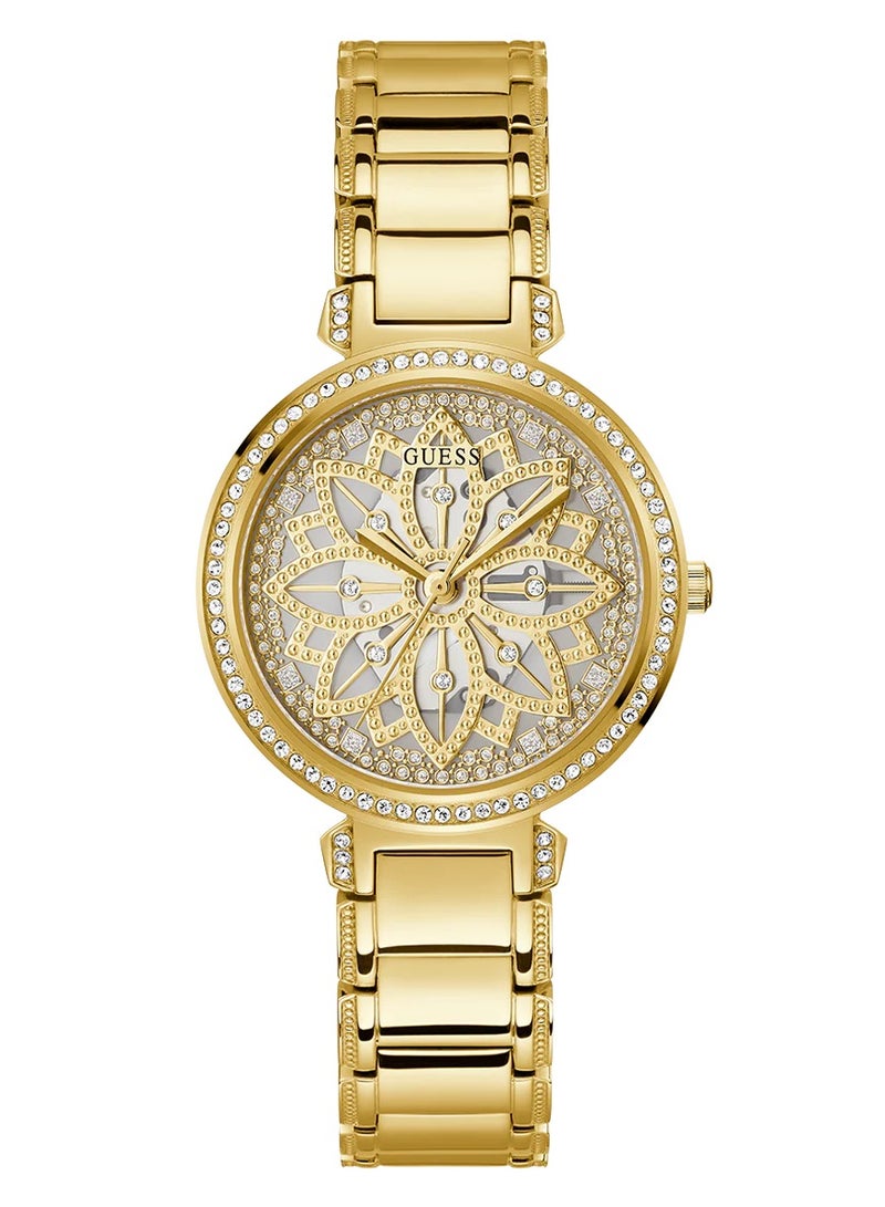 GUESS Guess Womens Lily Gold Tone Floral Dial Watch -  GW0528L2 - Image 1