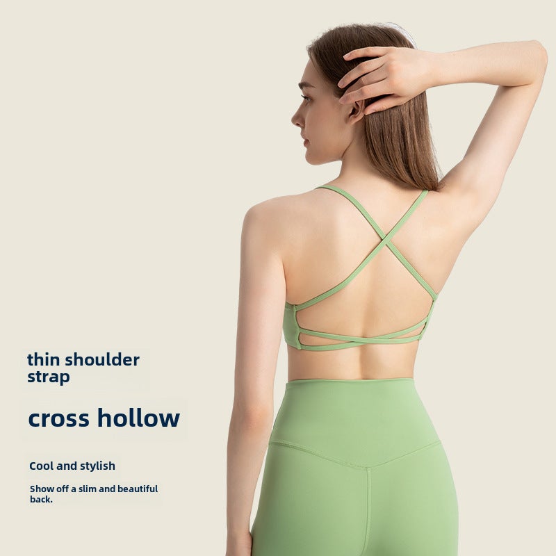Fashion Crisscross Strappy Sports Bra for Yoga Pilates Lush green  - Image 3