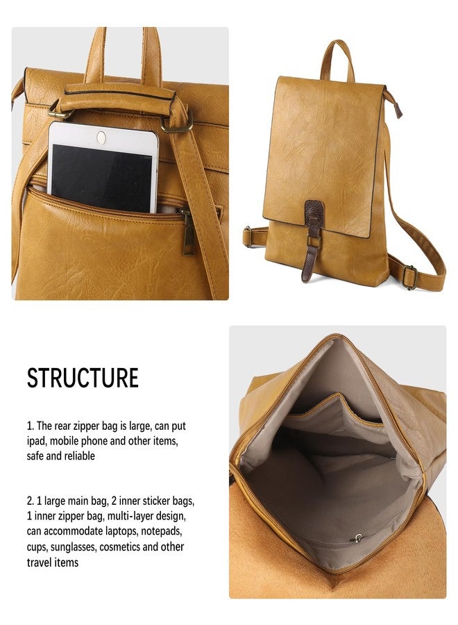 LIKEBAG Backpack Fashion Women Large Multipurpose Design Convertible Satchel Handbags Shoulder Bag Leather Travel Backpack (yellow) - Image 5