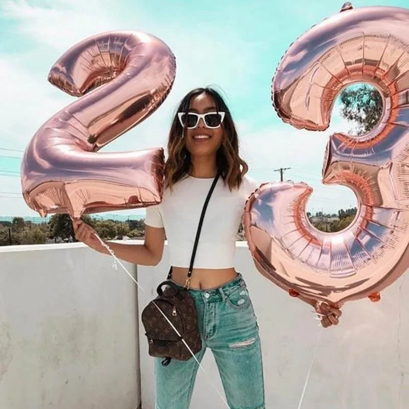 Partioutlet 7 Number Rose Foil Balloon 100 cm