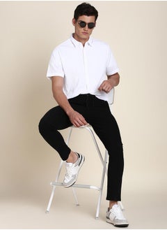 Dennis Lingo Men Black Straight Leg Mid-Rise Pants by Styli  - Image 5