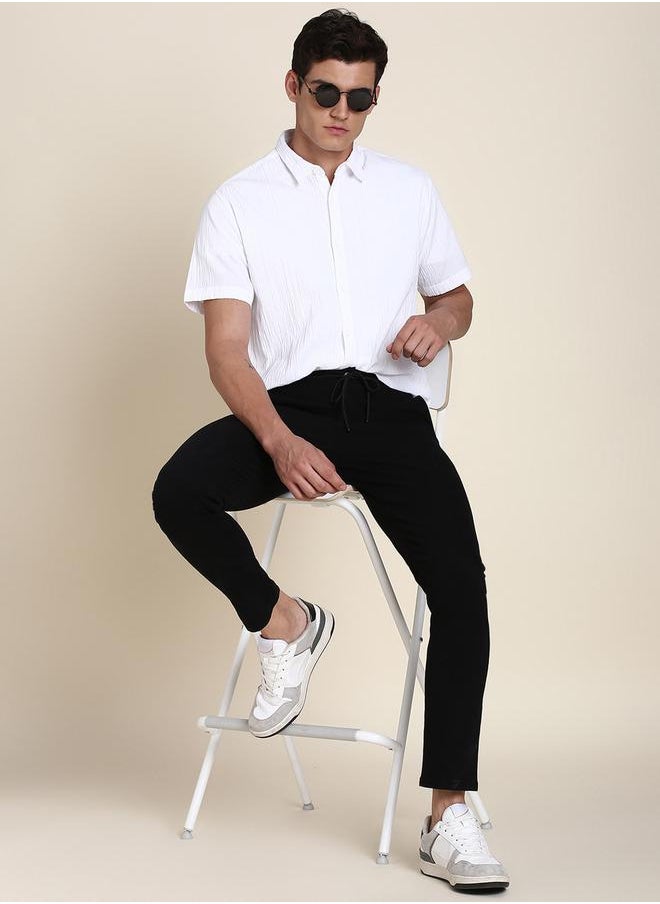 Dennis Lingo Men Black Straight Leg Mid-Rise Pants by Styli  - Image 5
