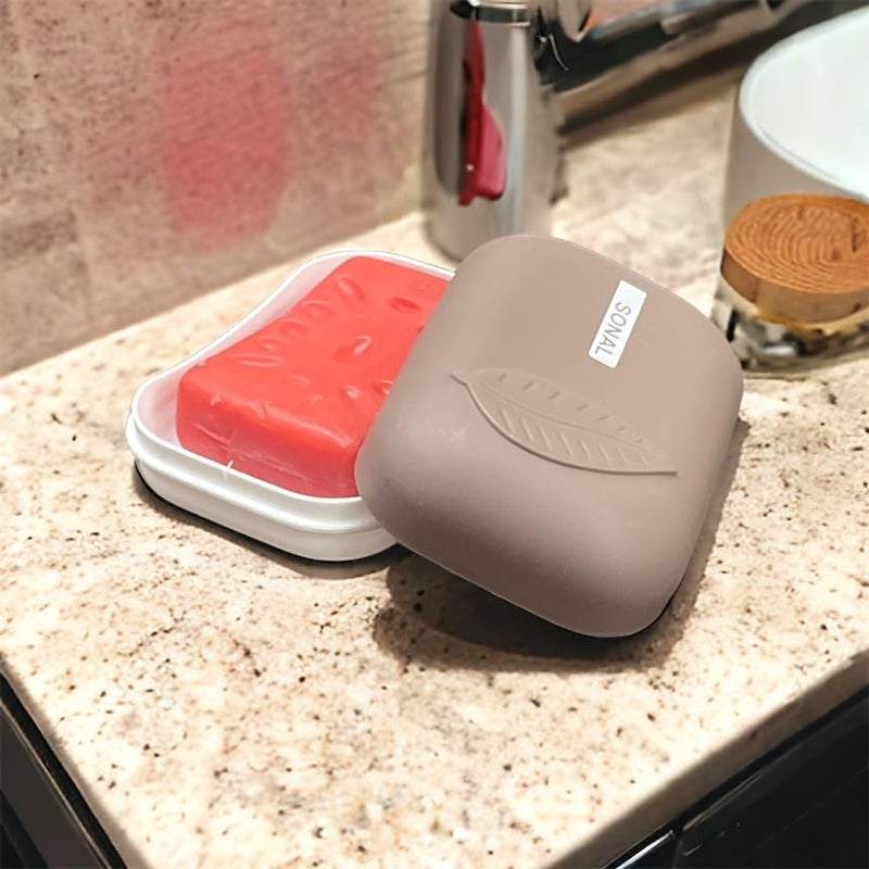 CSM® Soap Case(LEAFSOAP-2) with Lid Soap Holder Soap Dish for Bathroom Kitchen Sink - Set of 2 Pcs, Plastic, Assorted Color - Image 5