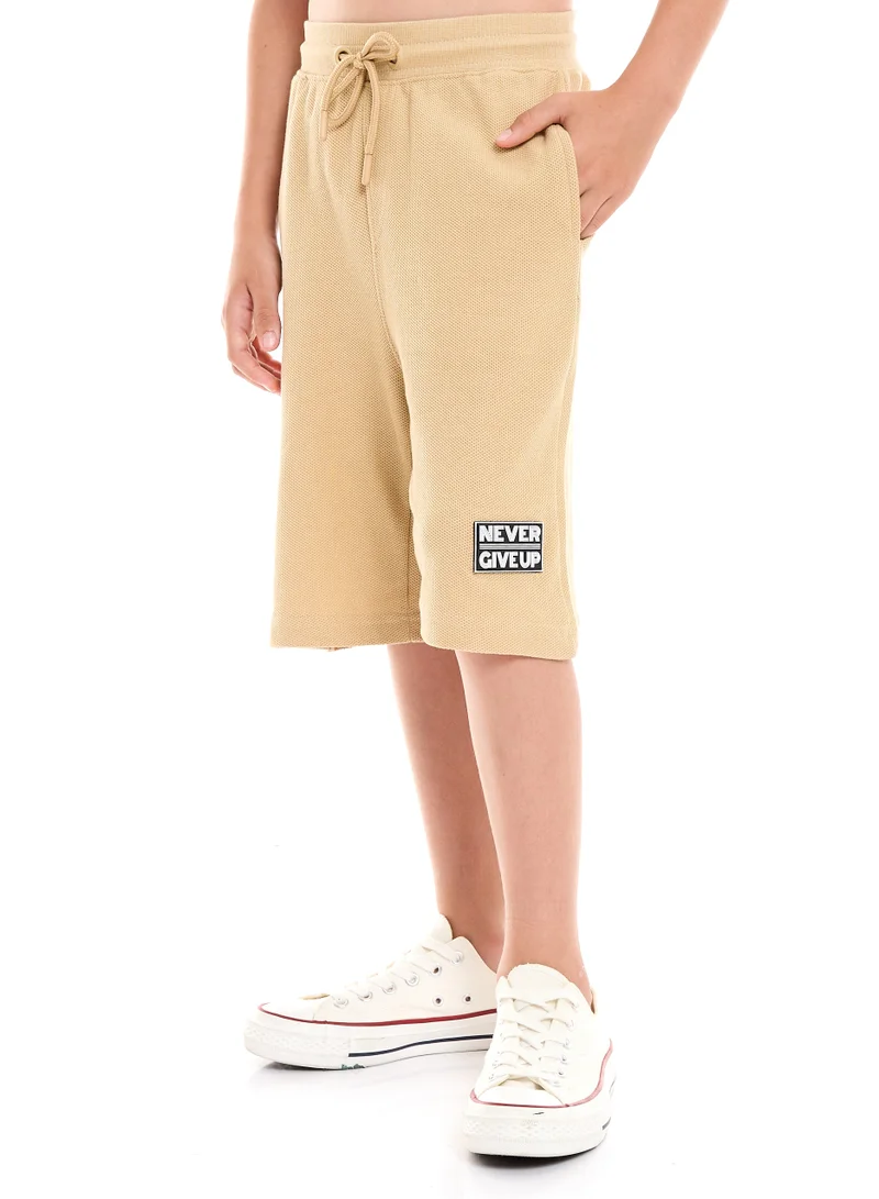 victor and jane Boys 2-Piece Set: T-Shirt & short for (6-12 Years) Beige