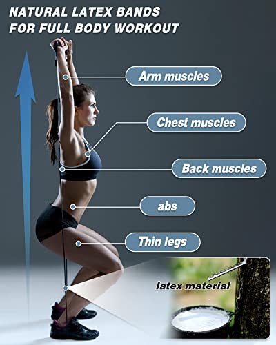 Brebebe Resistance Bands with Handles for Working Out, Natural Latex Exercise Bands Home Gym Equipment, Workout Bands Resistance Tubes for Fitness, Strength Training, Shape Body, Physical Therapy - Image 2