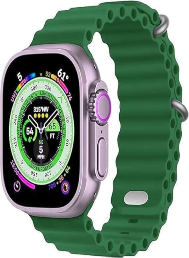 Next store Compatible with Apple Watch Band 45mm 42mm 44mm 49mm Women Men, Silicone Wavy Sport Wristbands Compatible with iWatch Ultra Series 8/7/6/5/4/3/2/1 SE (Green)
