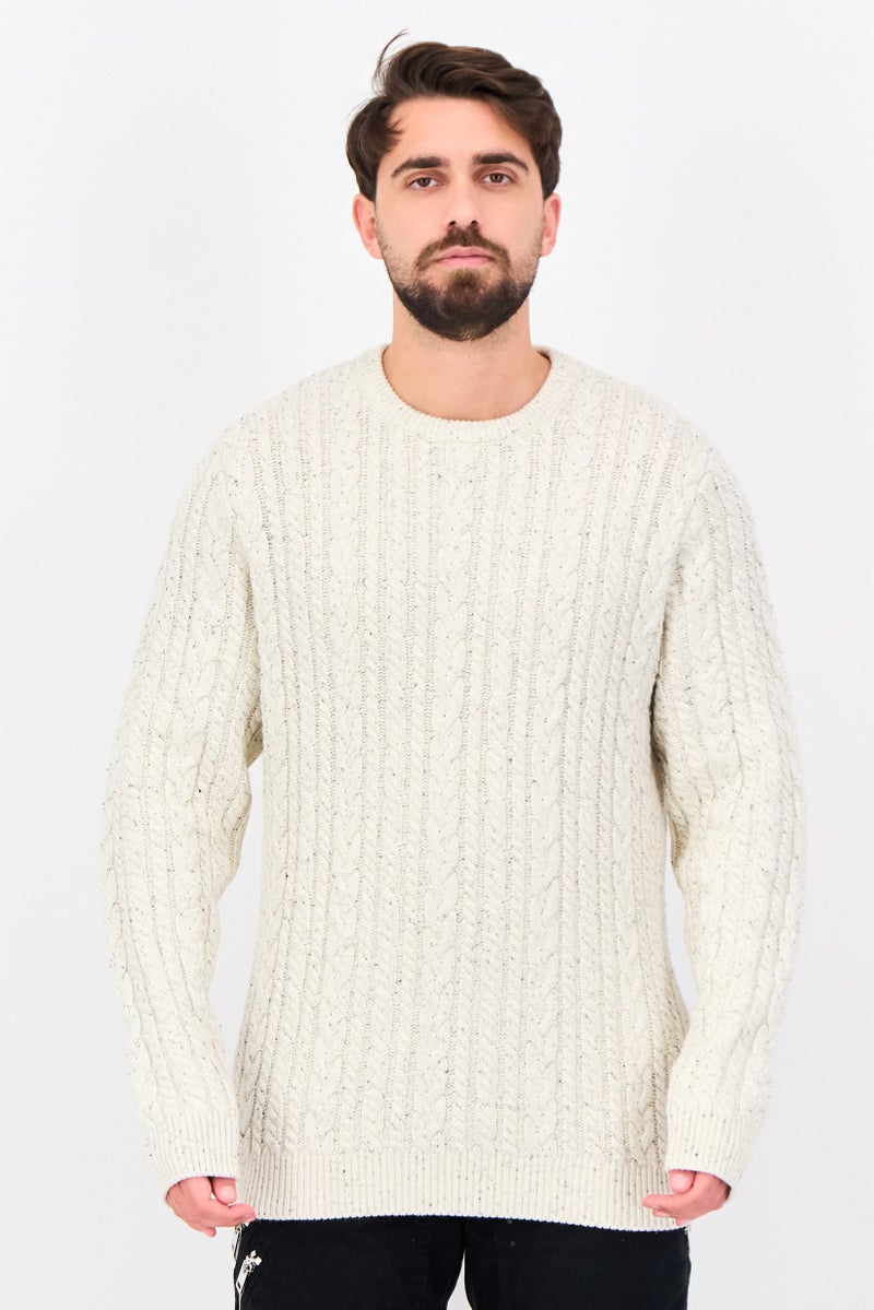 Celio Men Crew Neck  Long Sleeve Crochet Sweater, Multicolor - Image 1