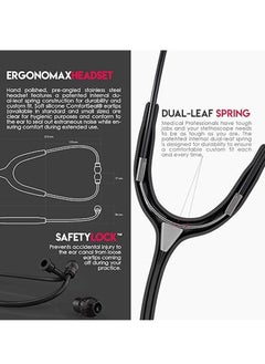 MDF Instruments MDF Instruments, MD One Stainless Steel Stethoscope, Adult, Black Tube, Black Chestpieces-Headset, MDF777BO  - Image 5