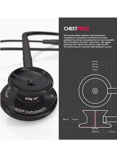 MDF Instruments MDF Instruments, MD One Stainless Steel Stethoscope, Adult, Black Tube, Black Chestpieces-Headset, MDF777BO  - Image 3