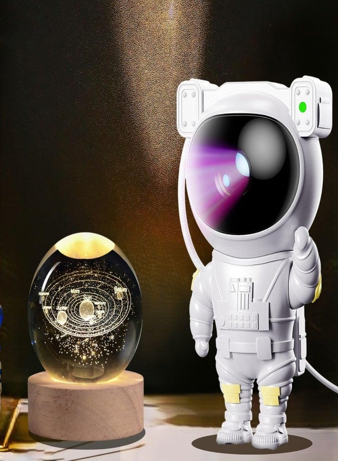 Desidiya Galaxy Projector Night Light & Solar System LED Crystal Ball Space Lamp for Kids’ Bedroom, House Party Decor, Adjustable Magnetic White Astronaut Head Light for Decoration (Combo) - Image 1