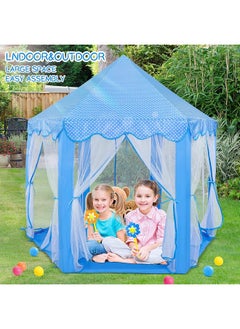 BabyGo BabyGo Kids Prince Princess Castle Tent for Kids | Theme Play Tent with for Kids | Mosquito Net Design Tent for Kids | Lighting Tent House | Blue Color  - Image 4