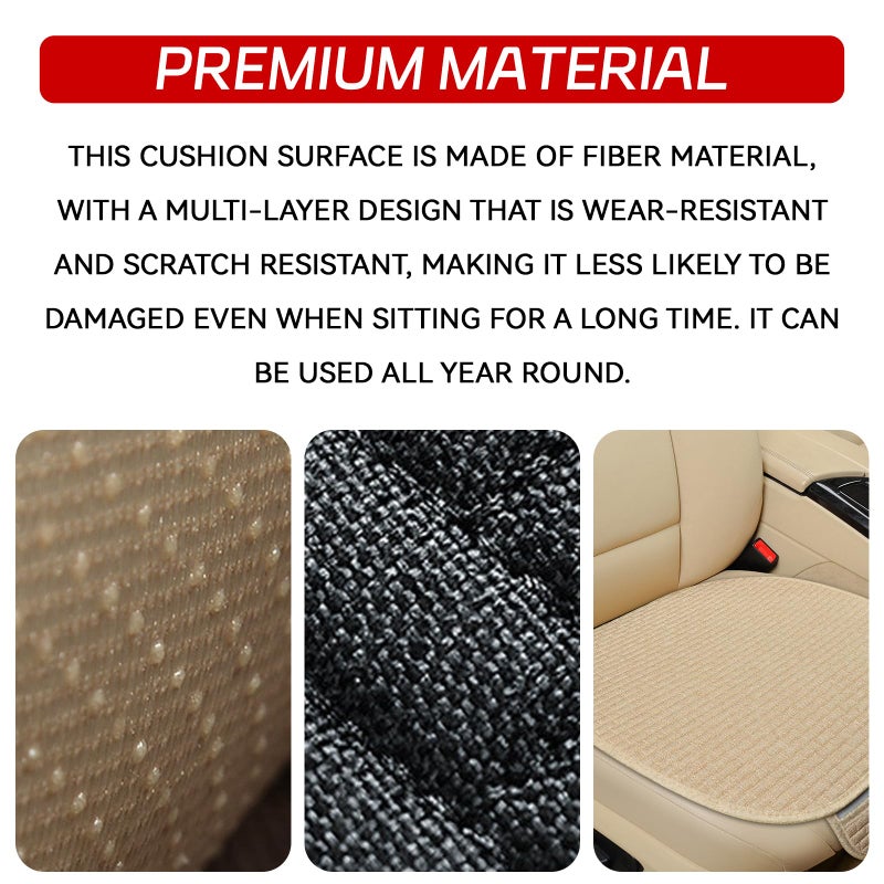 HHZL 2PCS Car Seat Cushion Covers, Car Seat Cover Pad Front Bottom Protector Mat with Storage Pocket, Breathable Comfortable Auto Front Cushion Pad Mat for Most Vehicle and Office Accessories(Beige) - Image 2