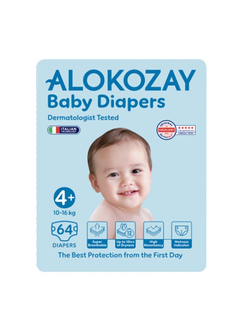 Alokozay Baby Diapers Size 4+, 10-16kg 64 pcs