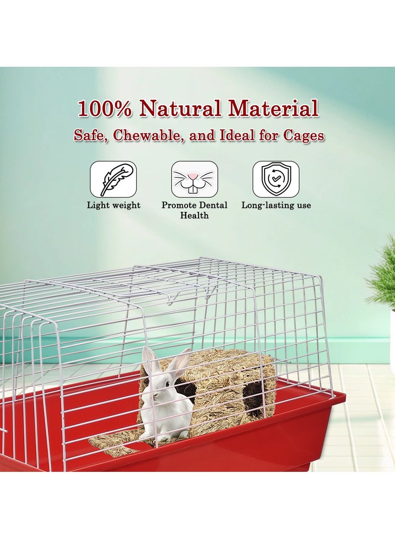 ماچيباو كوخ من القش المنسوج مع عشب طبيعي، آمن ومريح، حصيرة من العشب الطبيعي، منزل عشبي صديق للبيئة للأرانب والقوارض وخنزير غينيا والحيوانات الأليفة الصغيرة، حصيرة عشبية محمولة وقابلة للطي، 30 سم (بيج) - Image 5