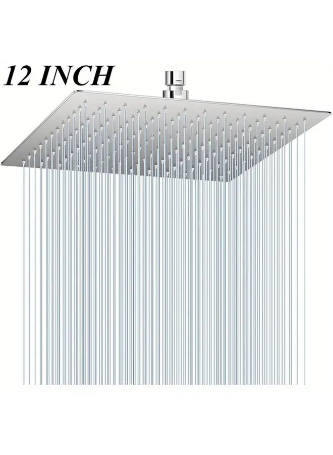 Chrome Polished 12 Inch Square Rain Shower Head Stainless Steel Waterfall Shower Ceiling Mount for Modern Bathroom Upgrade - Image 2
