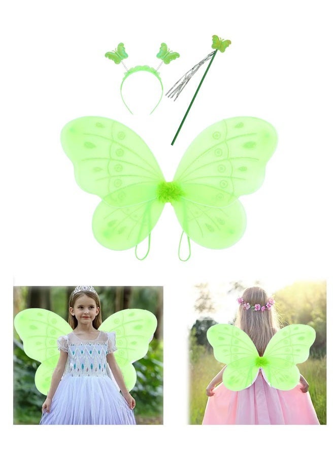 Fairy Wings Set, Fairy Set with Sparkling Sheer erfly Wings, Flower Crown, Wand, erfly Wings Ideal for Cosplay, Party, Costume - Image 1