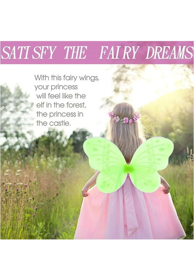 Fairy Wings Set, Fairy Set with Sparkling Sheer erfly Wings, Flower Crown, Wand, erfly Wings Ideal for Cosplay, Party, Costume - Image 2