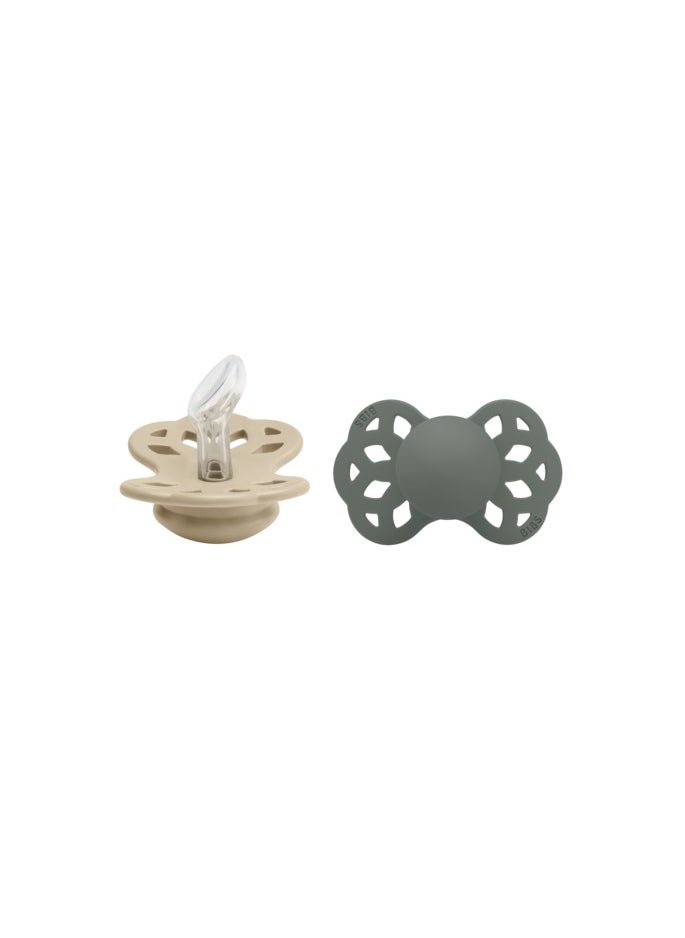 BIBS - Pacifier Infinity 2 PACK Anatomical Silicone Size 1 Vanilla/Pine - Image 1