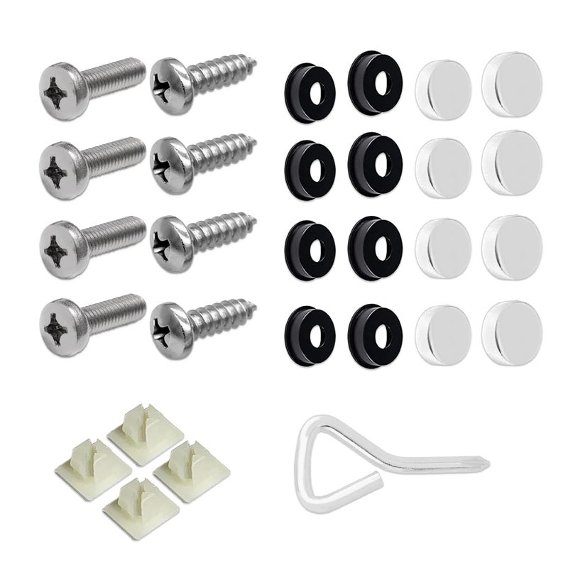 License Plate Screws Rust Proof Stainless Steel License Plate Screws Kit Tamper Resistant Licence Plate for Cars Front Rear Frame Holder on All Cars