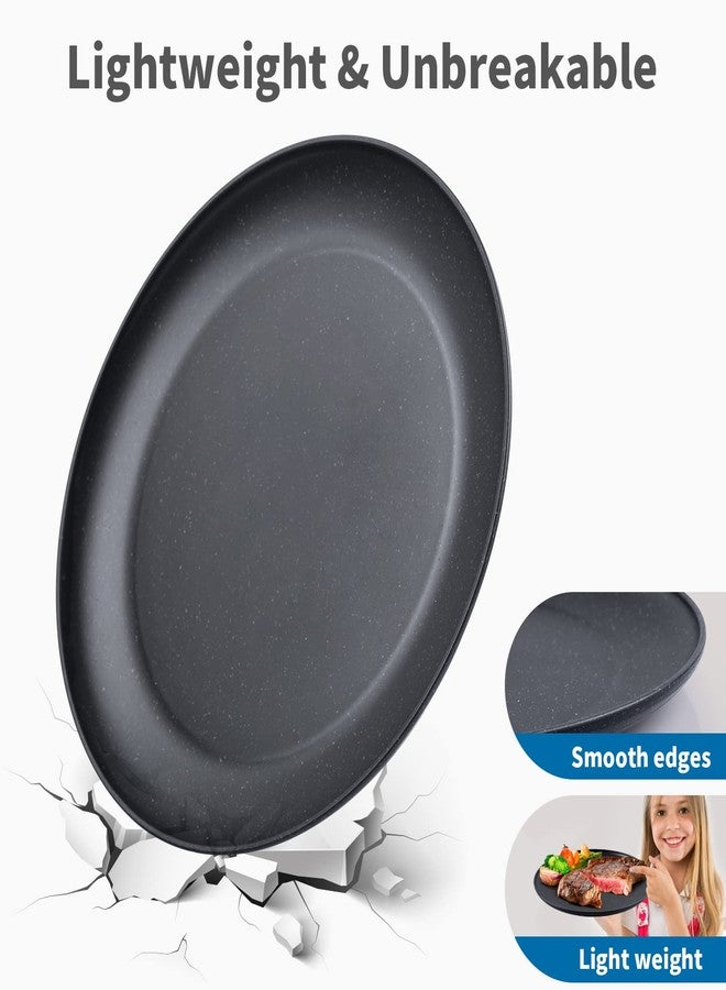 MISS BIG 10 inches Wheat Straw Plates,Plastic Plates Reusable Set of 4,Dinner Plates for Kids&Adults,Dishwasher & Microwave Safe,Eco-Friendly,BPA Free(Black) - Image 2