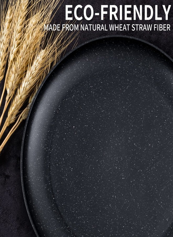 MISS BIG 10 inches Wheat Straw Plates,Plastic Plates Reusable Set of 4,Dinner Plates for Kids&Adults,Dishwasher & Microwave Safe,Eco-Friendly,BPA Free(Black) - Image 4