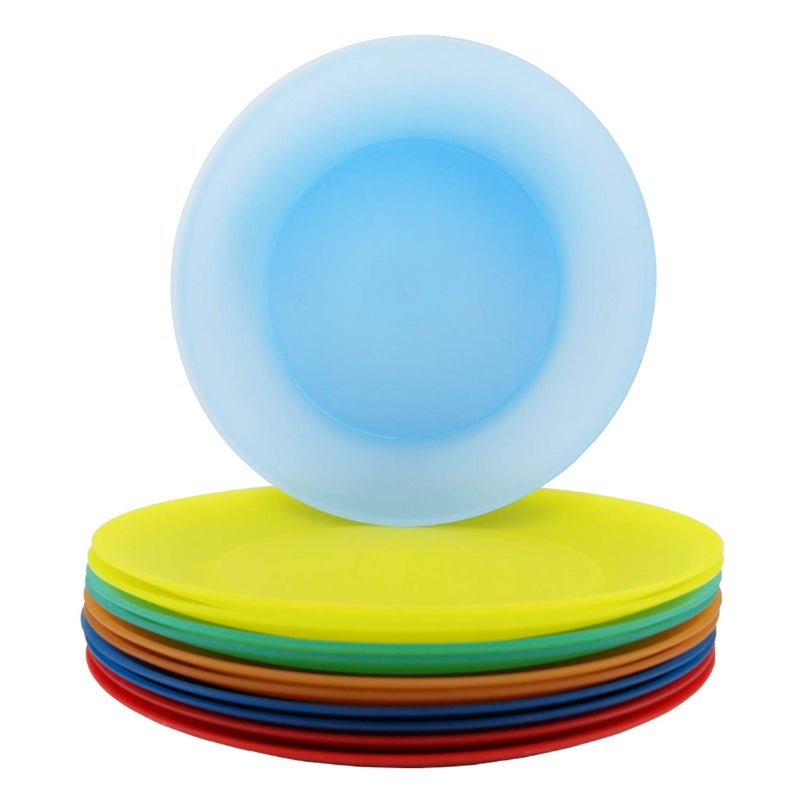 AOYITE 10 inch Plastic Plates Reusable  Lightweight Flat Dinner Plates set of 12  BPA Free Dishwasher Safe  Microwave Plate for Kids Kitchen Party Camping Outdoor