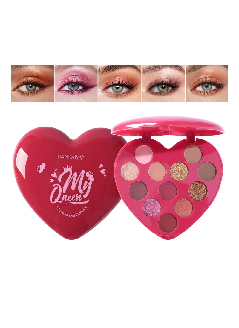 Handaiyan Eyeshadow Palette Professional 12 Color Eye Shadow Matte Shimmer Makeup Pallet Highly Pigmented Colorful Powder Long Lasting Waterproof Eye Shadow  - Image 1