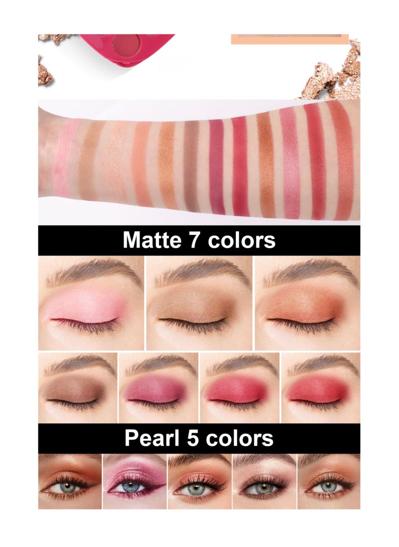 Handaiyan Eyeshadow Palette Professional 12 Color Eye Shadow Matte Shimmer Makeup Pallet Highly Pigmented Colorful Powder Long Lasting Waterproof Eye Shadow  - Image 3