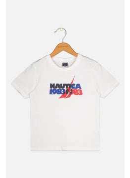 Kids Boy Short Sleeve Brand Logo T Shirt, White