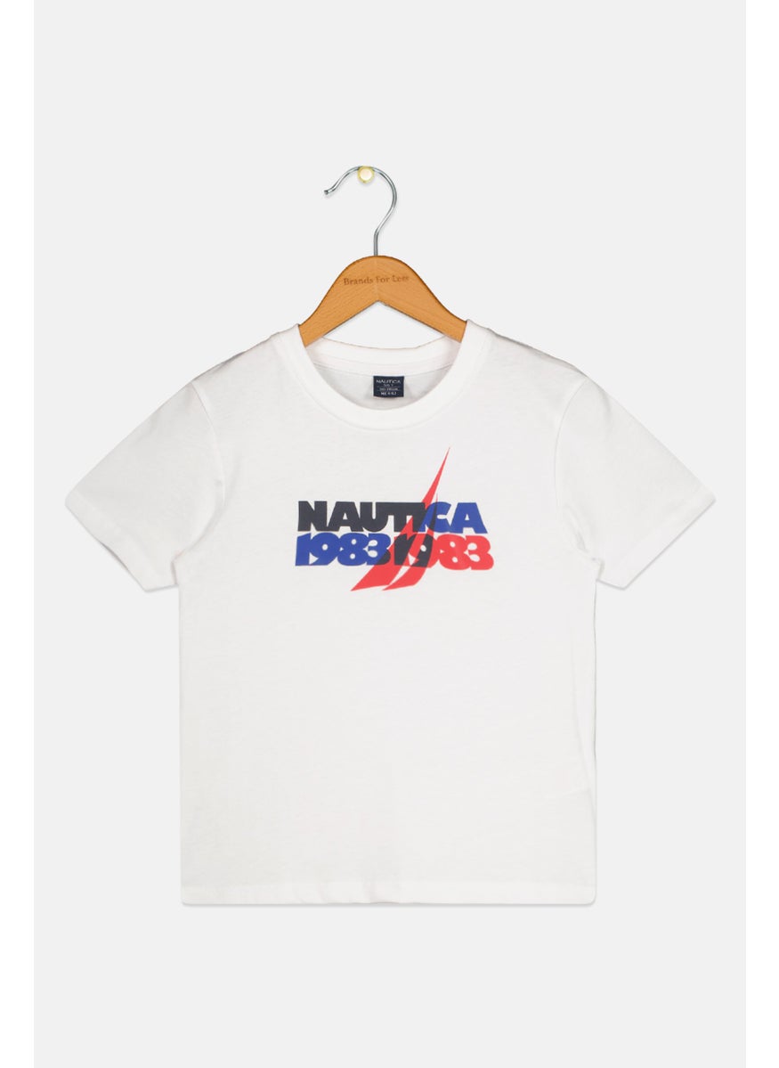 NAUTICA - Kids Boy Short Sleeve Brand Logo T Shirt, White - Image 1