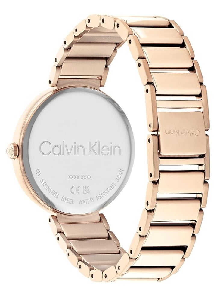 CALVIN KLEIN - CALVIN KLEIN MINIMALISTIC T BAR 36MM WOMEN's LIGHT GREY DIAL, IONIC PLATED CARNATION GOLD STEEL WATCH - 25200135 - Image 1